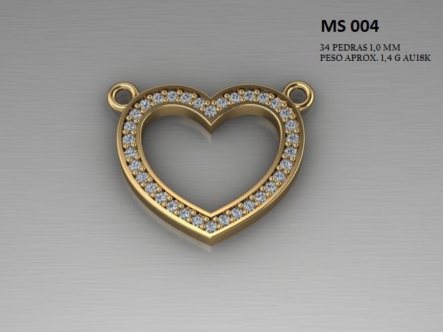 Pingente coração - Arquivo para impressão 3D