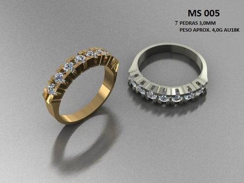 Anel Aparador STL MS-005 3mm arquivo 3D joalheria impressao 3D fundicao