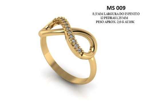 Anel STL MS-009 arquivo 3D joalheria impressao 3D fundicao ouro 18k
