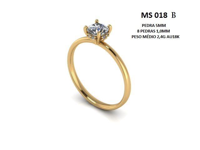 Anel Solitário - Arquivo para impressão 3D. Formato STL