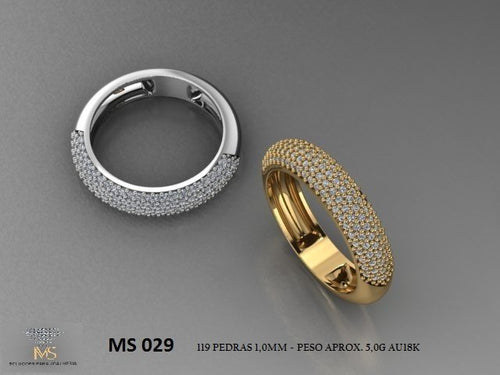Anel Aparador STL MS-029 arquivo 3D joalheria impressao 3D fundicao metal