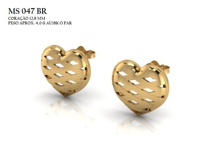 Conjunto Brinco STL MS-047 arquivo 3D joalheria impressao 3D fundicao ouro
