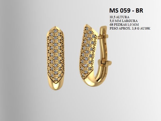 Conjunto Brinco STL MS-059 arquivo 3D joalheria impressao 3D fundicao ouro