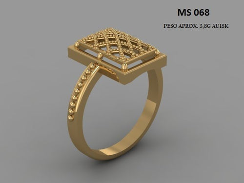 Anel STL MS-068 arquivo 3D joalheria impressao 3D fundicao ouro 18k