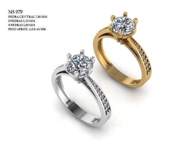 Anel Solitário - Arquivo para impressão 3D. Formato STL