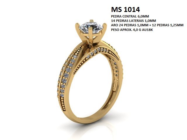 Anel Solitário - Arquivo para impressão 3D. Formato STL