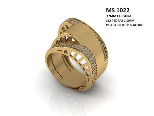 Anel STL MS-1022 arquivo 3D joalheria impressao 3D fundicao ouro 18k