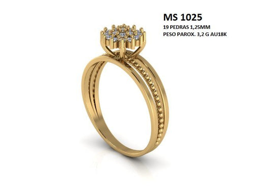 Anel Chuveiro STL MS-1025 arquivo 3D joalheria impressao 3D fundicao metal