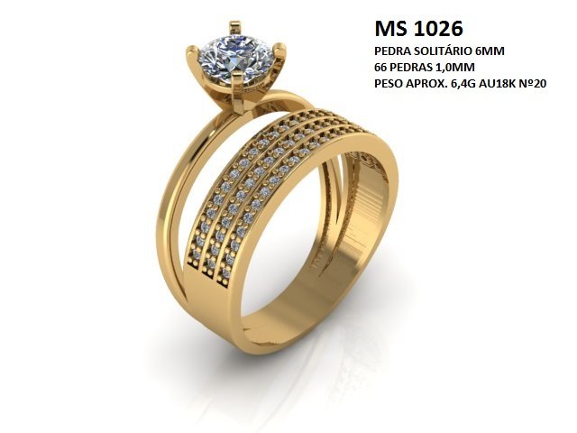 Anel Solitário- Arquivo para impressão 3D Formato STL