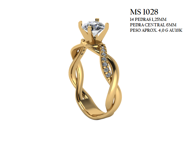 Anel Solitário - Arquivo para impressão 3D. Formato STL