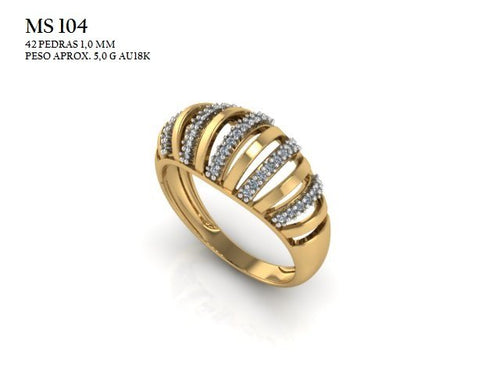 Conjunto Anel STL MS-104 arquivo 3D joalheria impressao 3D fundicao ouro 18k