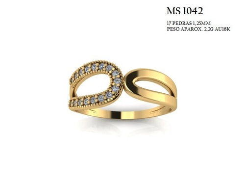 Anel STL MS-1042 arquivo 3D joalheria impressao 3D fundicao ouro 18k