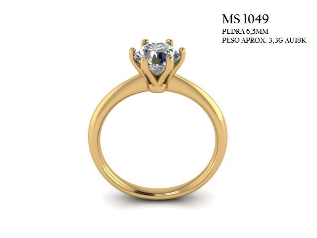 Anel Solitário - Arquivo para impressão 3D. Formato STL