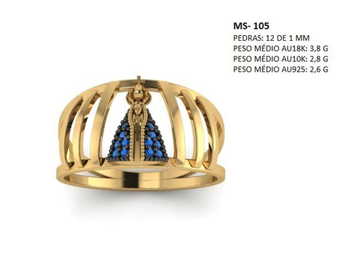 Anel STL MS-105 arquivo 3D joalheria impressao 3D fundicao ouro 18k