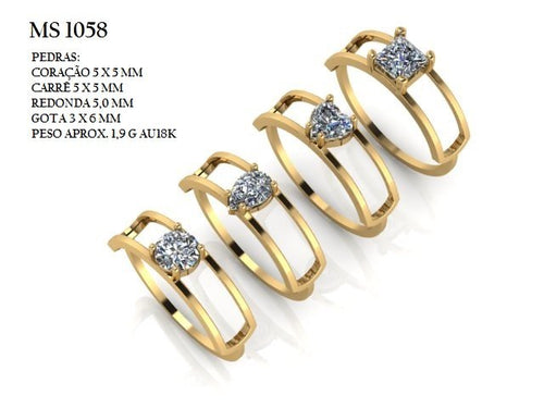 Anel STL MS-1058 arquivo 3D joalheria impressao 3D fundicao ouro 18k