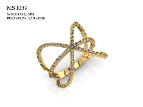 Anel STL MS-1059 arquivo 3D joalheria impressao 3D fundicao ouro 18k