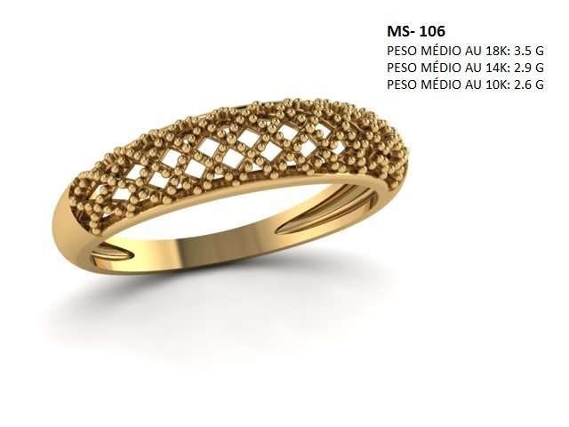 Anel Aparador STL MS-106 arquivo 3D joalheria impressao 3D fundicao metal