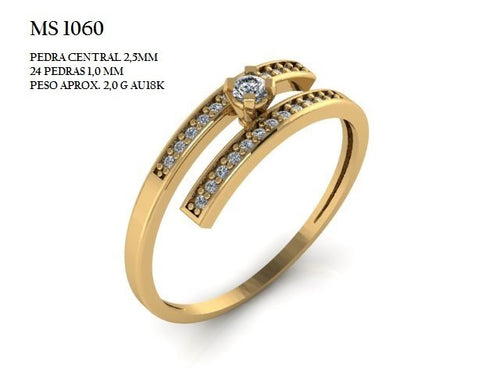 Anel STL MS-1060 arquivo 3D joalheria impressao 3D fundicao ouro 18k