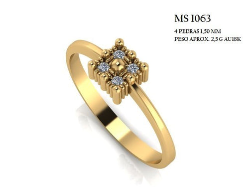 Anel STL MS-1063 arquivo 3D joalheria impressao 3D fundicao ouro 18k