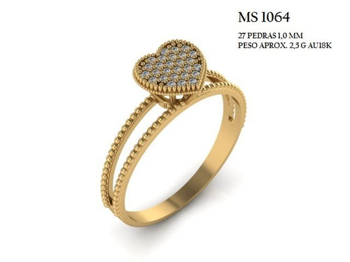 Anel Chuveiro STL MS-1064 arquivo 3D joalheria impressao 3D fundicao metal