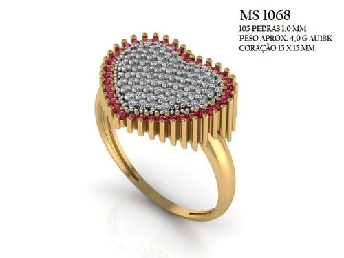 Anel STL MS-1068 arquivo 3D joalheria impressao 3D fundicao ouro 18k