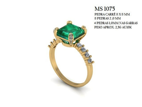 Anel STL MS-1075 arquivo 3D joalheria impressao 3D fundicao ouro 18k