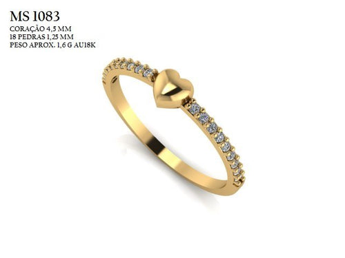 Anel STL MS-1083 arquivo 3D joalheria impressao 3D fundicao ouro 18k