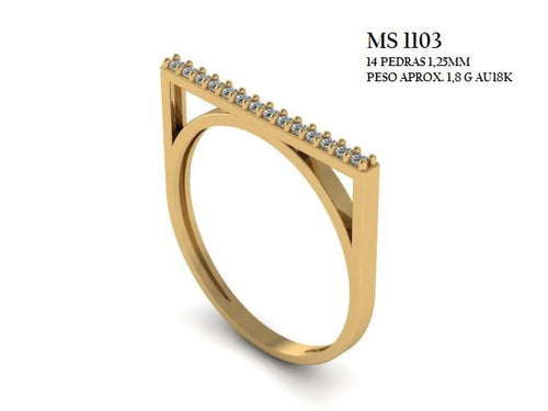Anel STL MS-1103 arquivo 3D joalheria impressao 3D fundicao ouro 18k