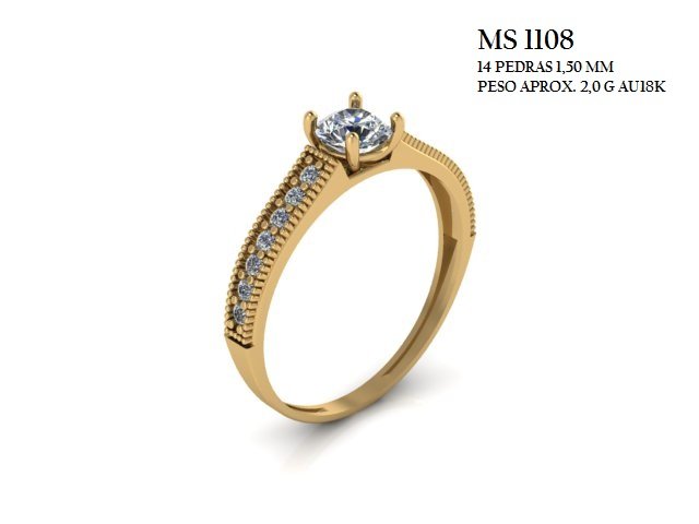 Anel Solitário - Arquivo para impressão 3D. Formato STL