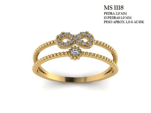 Anel STL MS-1118 arquivo 3D joalheria impressao 3D fundicao ouro 18k