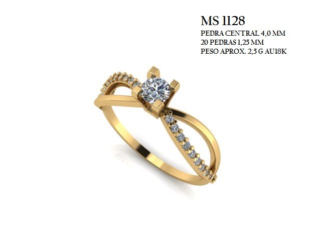 Anel Solitário - Arquivo para impressão 3D. Formato STL