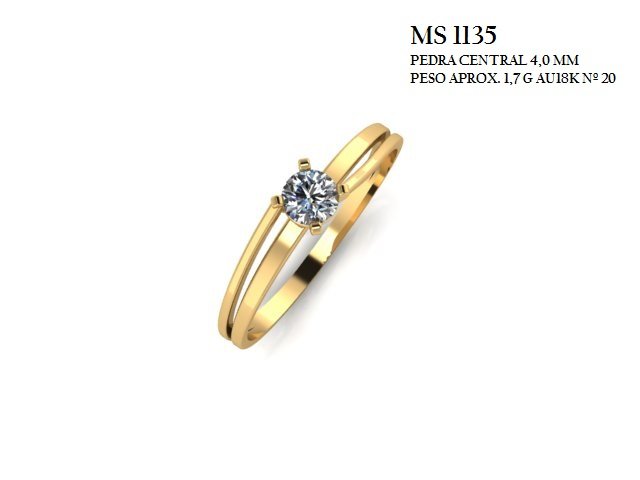 Anel Solitário - Arquivo para impressão 3D. Formato STL