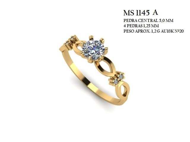 Anel Solitário - Arquivo para impressão 3D. Formato STL