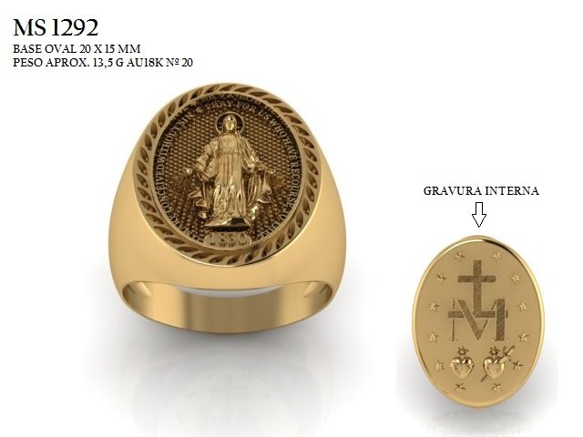 Anel religioso - Arquivo para impressão 3D. Formato STL