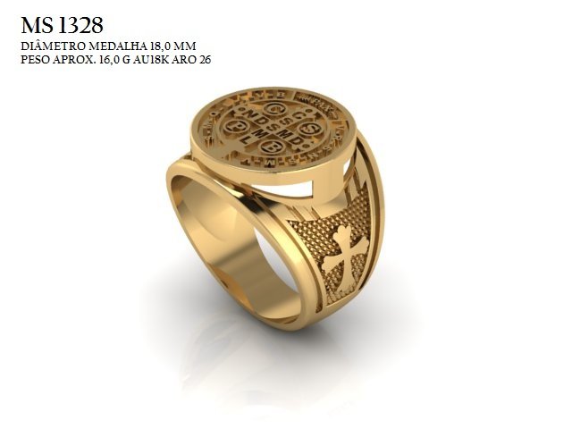 Anel religioso - Arquivo para impressão 3D. Formato STL