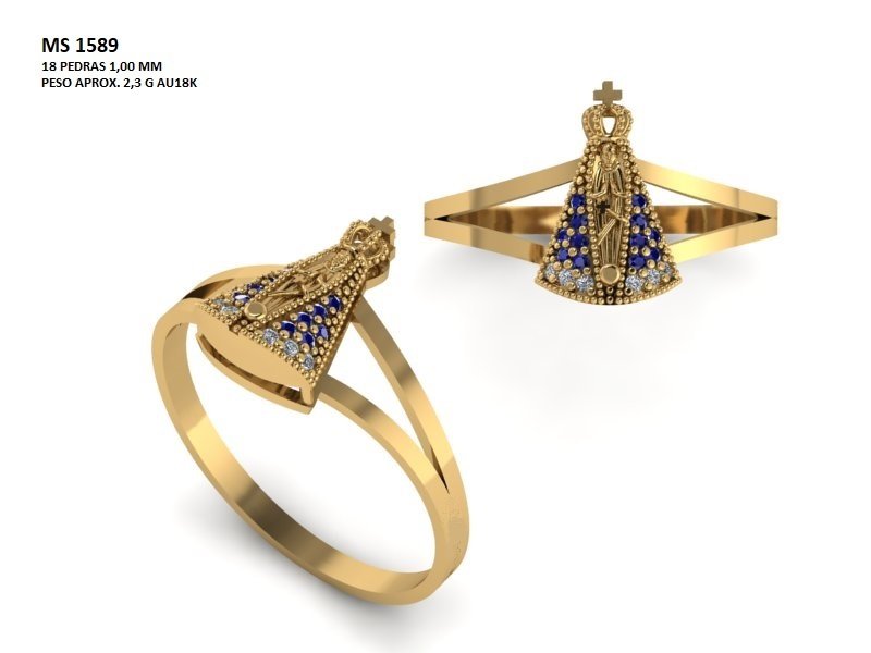 Anel religioso - Arquivo para impressão 3D. Formato STL