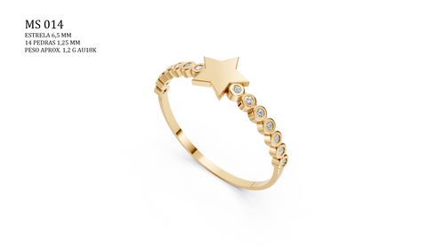 Anel estrela STL MS-014 arquivo CAD joalheria impressao 3D fundicao metal