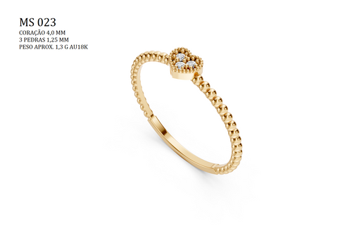 Anel coracao STL MS-023 projeto CAD joalheria impressao 3D fundicao ouro