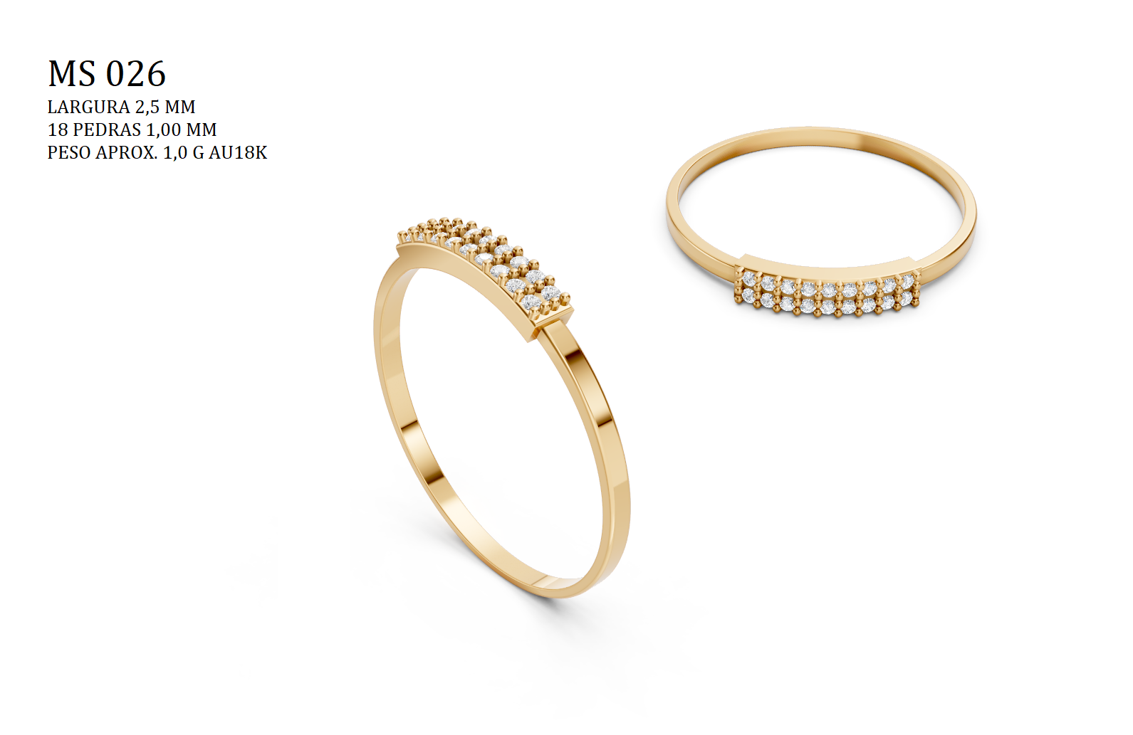 Anel STL MS-026 projeto 3D joalheria impressao fundicao ouro 18k