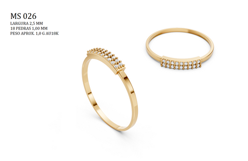 Anel STL MS-026 projeto 3D joalheria impressao fundicao ouro 18k