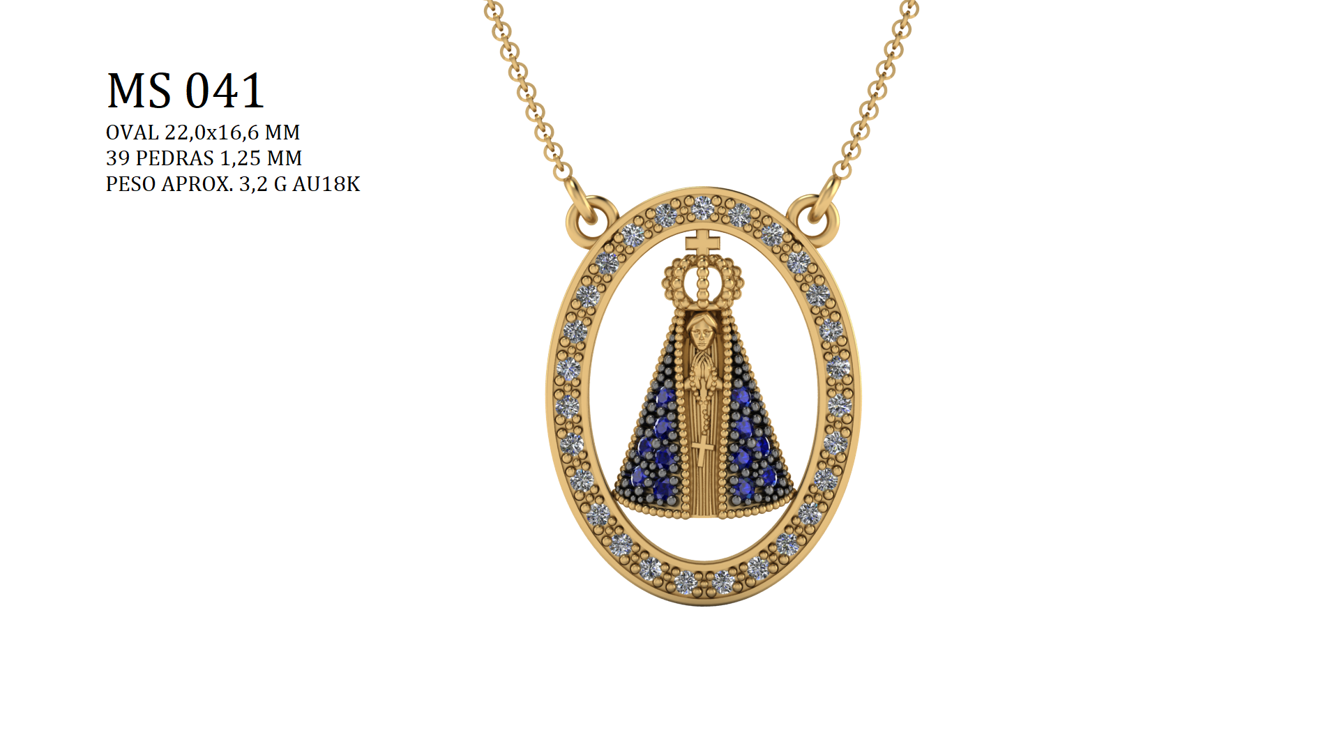 Pingente religioso STL MS-041 arquivo 3D joalheria fundicao ouro 18k