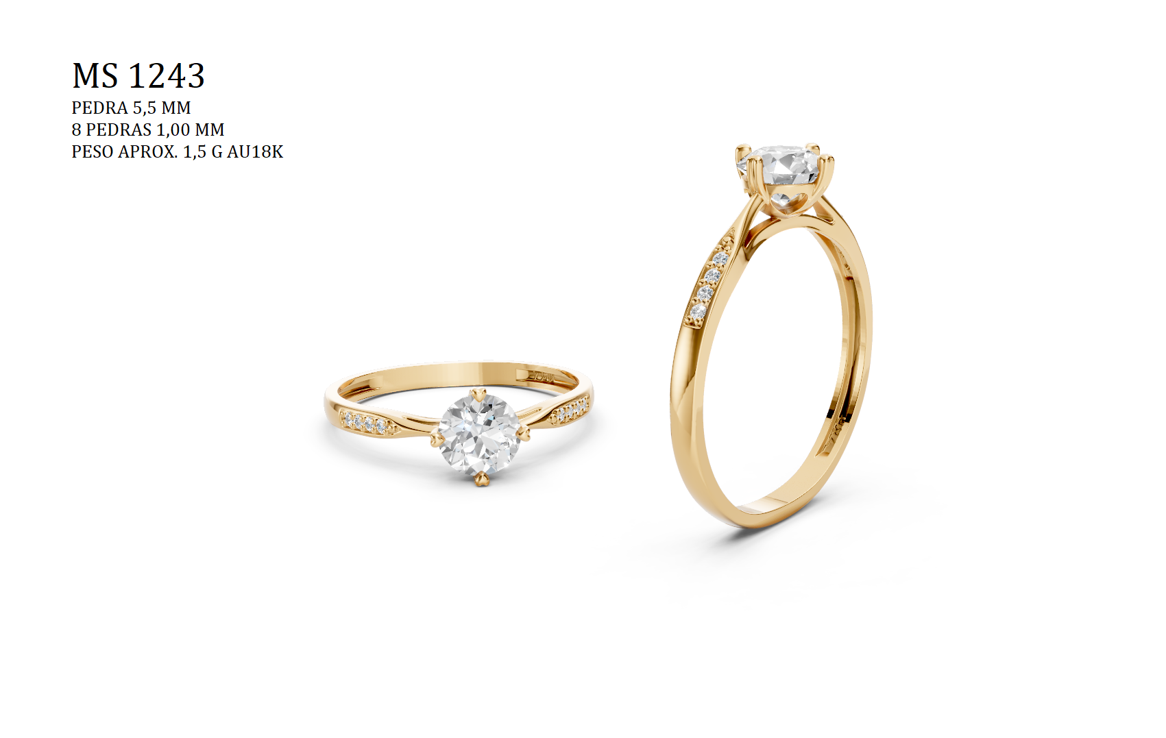 Solitaire Ring - 3D printing file. STL format.