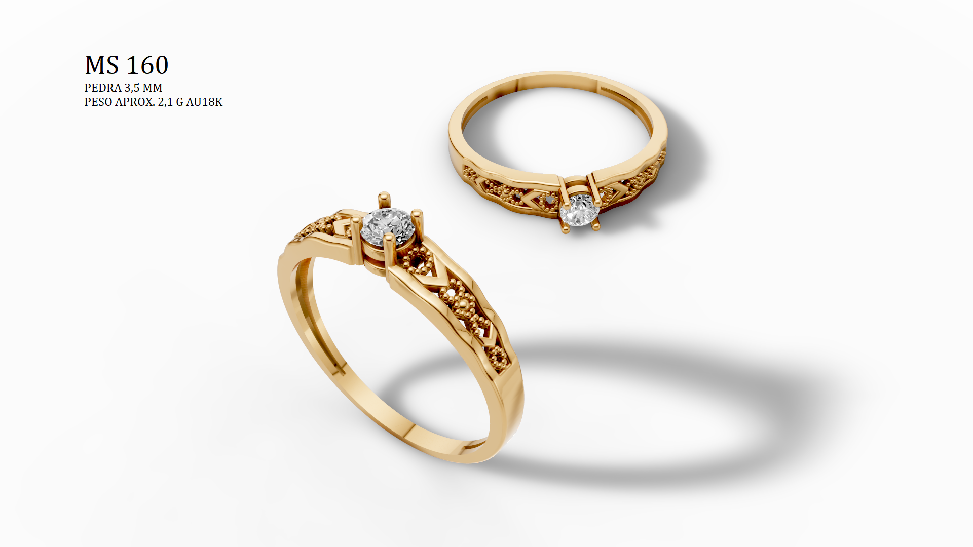 Anillo Solitario - Archivo de impresión 3D. Formato STL.