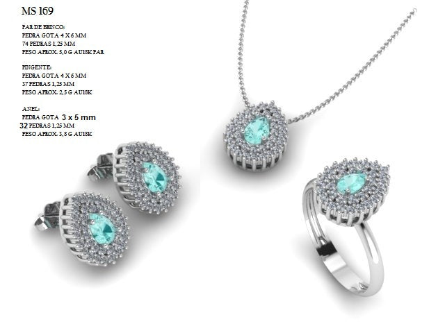Conjunto — Arquivo STL MS-169 | Impressão 3D Joalheria