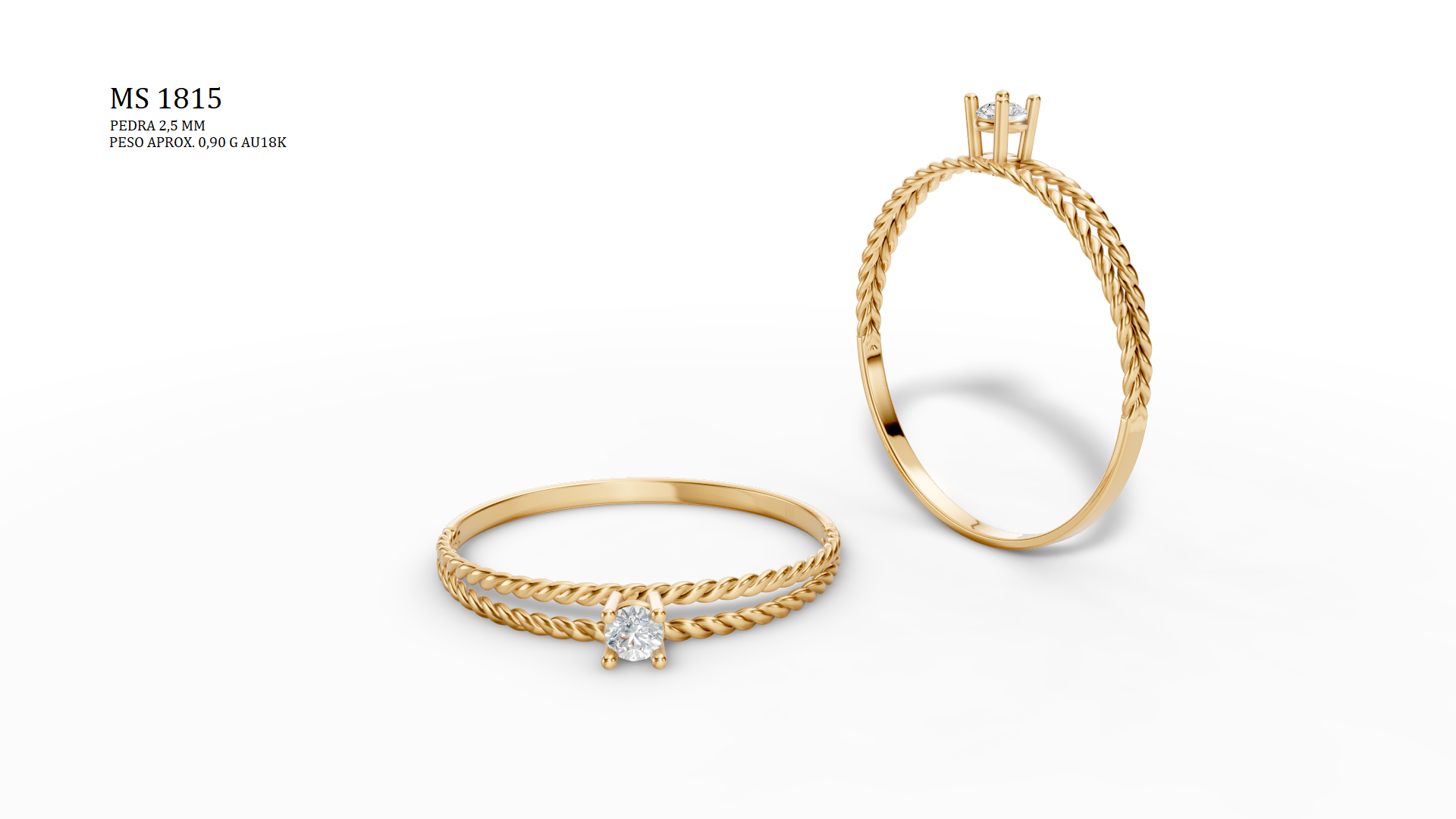 Solitaire Ring - 3D printing file. STL format.