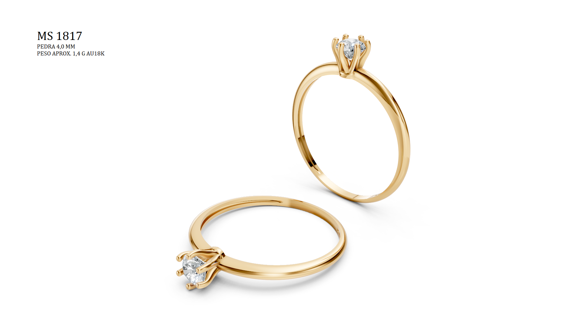 Solitaire Ring - 3D printing file. STL format.
