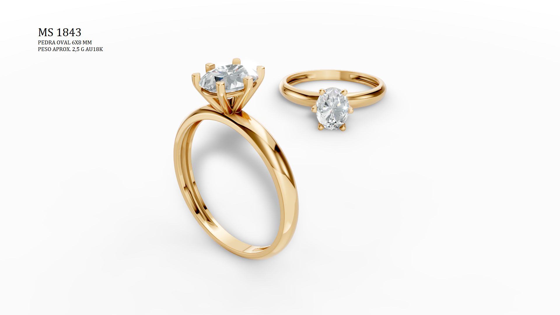Solitaire Ring - 3D printing file. STL format.