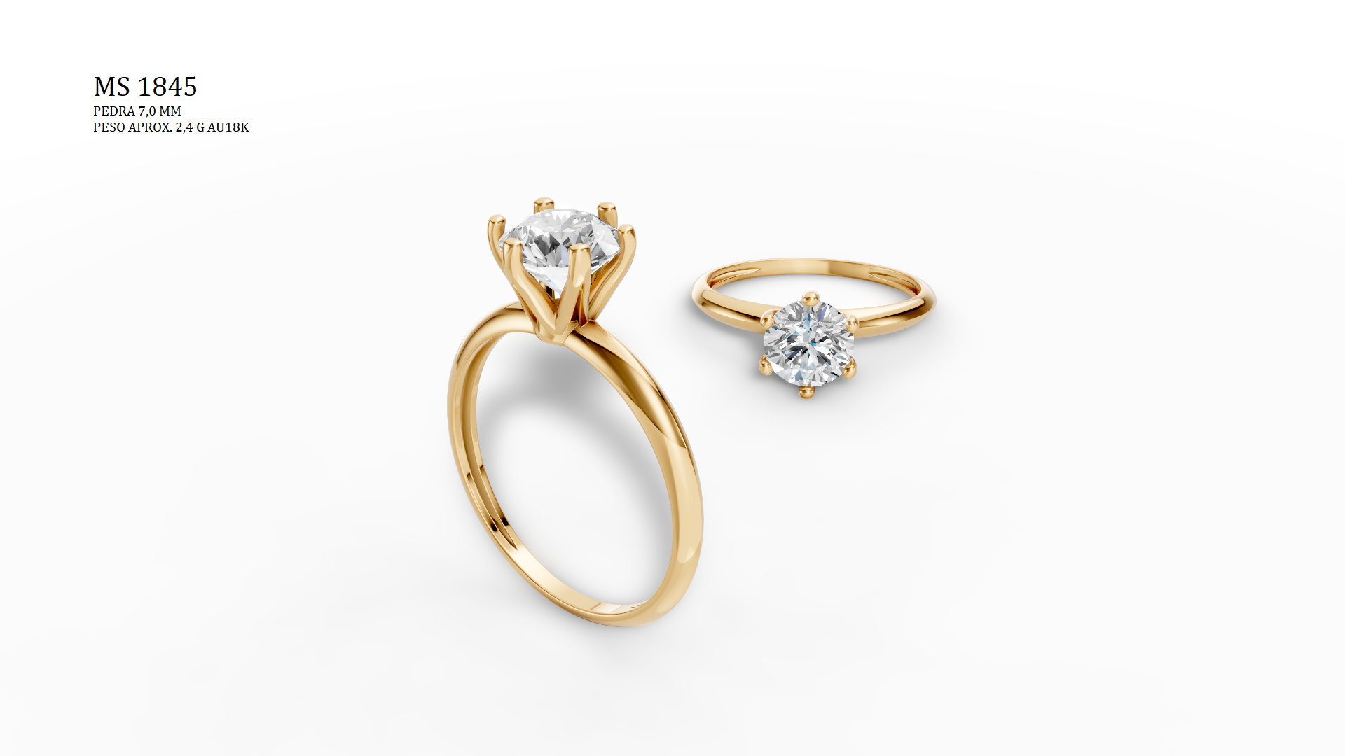 Solitaire Ring - 3D printing file. STL format.