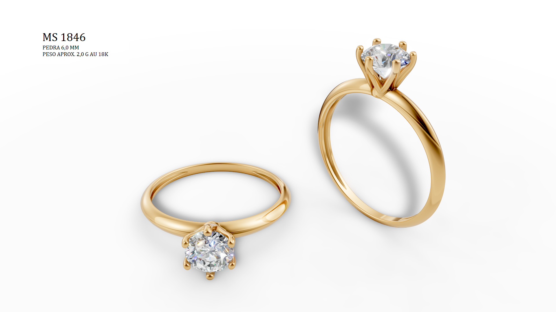 Solitaire Ring - 3D printing file. STL format.