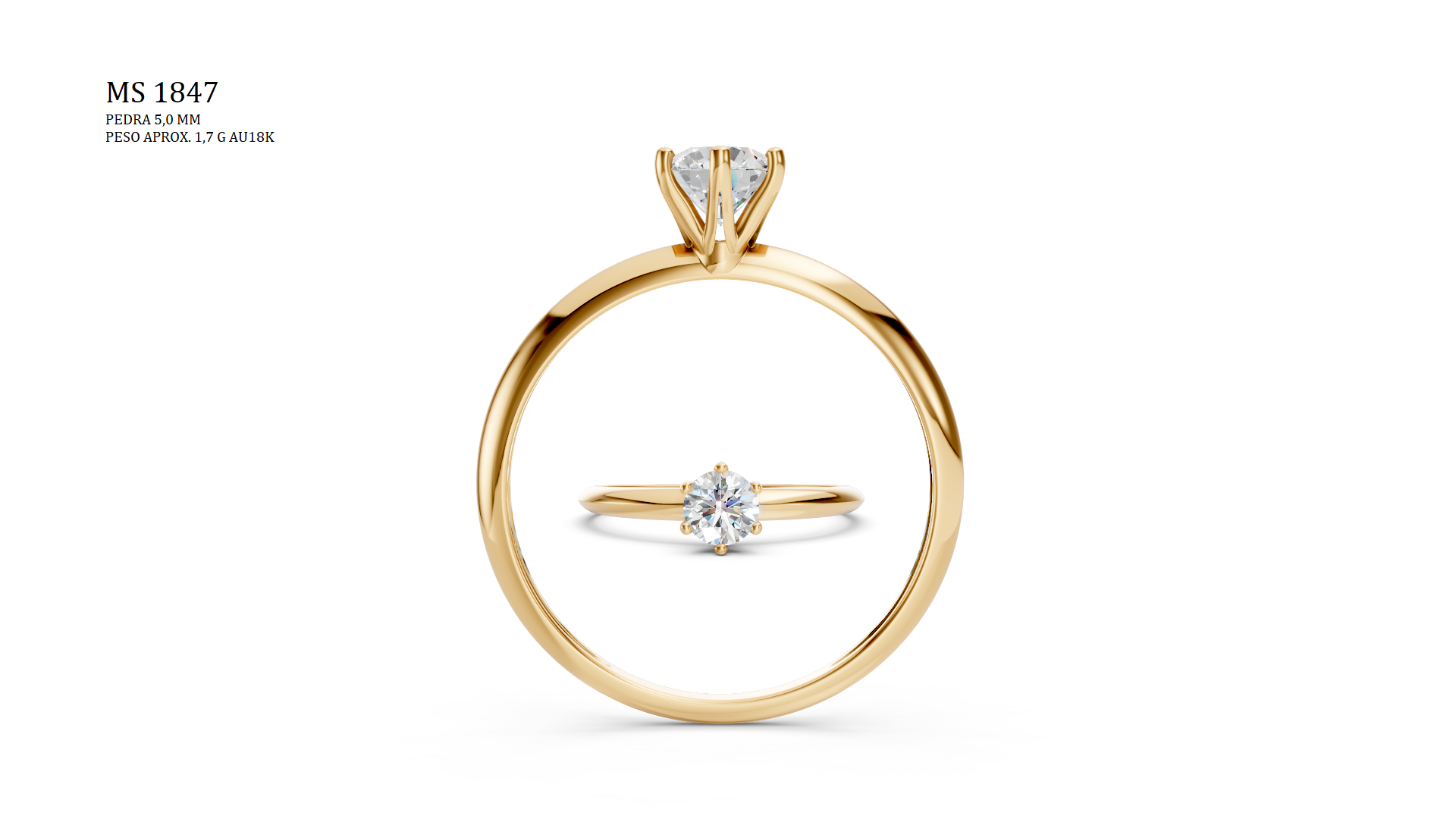 Solitaire Ring - 3D printing file. STL format.